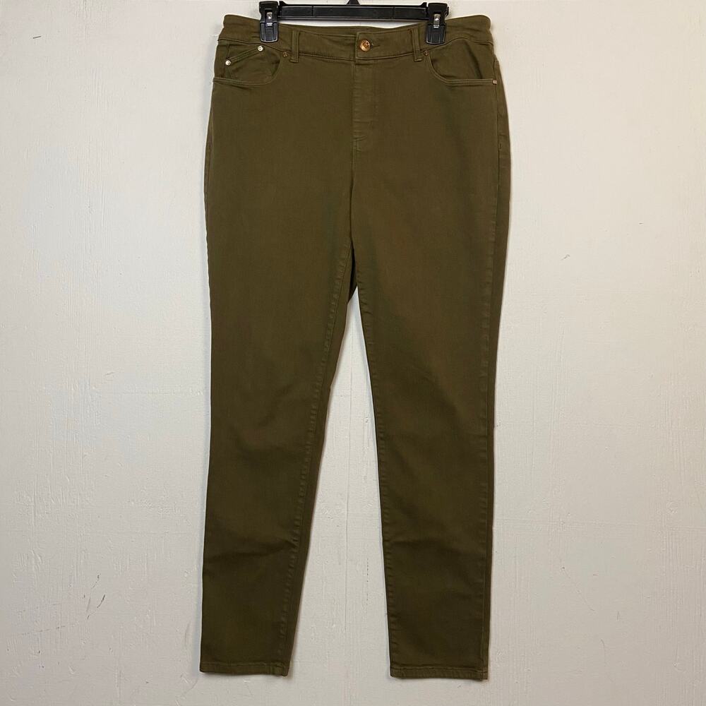 Chico's Platinum Women's Olive Green Cotton Stretch Jegging Jeans Size 10
